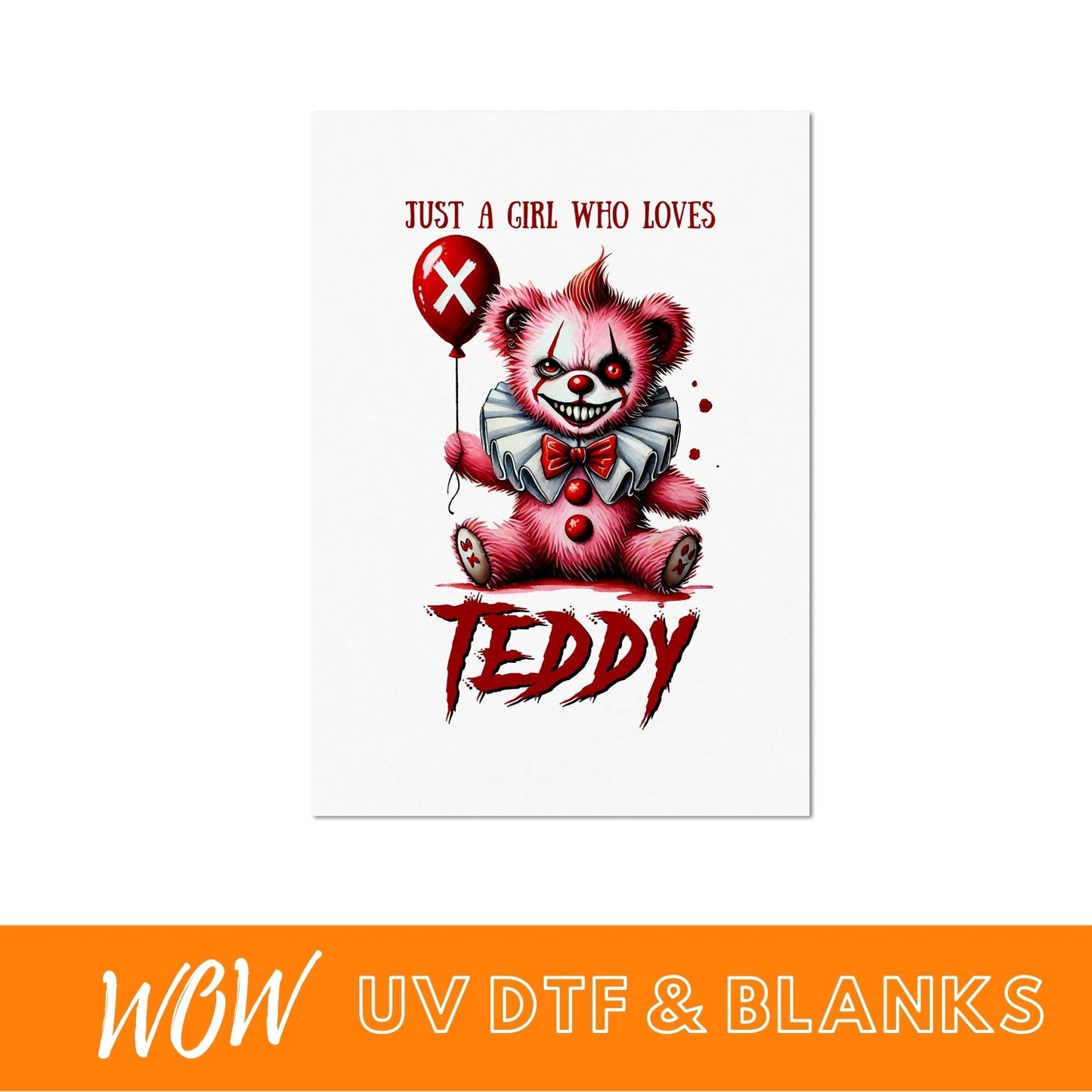 HALLOWEEN HORROR TEDDY UV - DTF DECAL - Wow Wraps