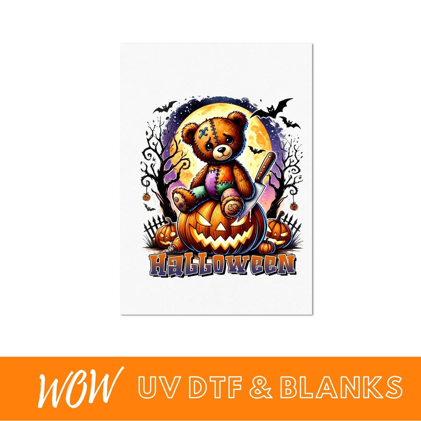 HALLOWEEN HORROR TEDDY UV - DTF DECAL - Wow Wraps