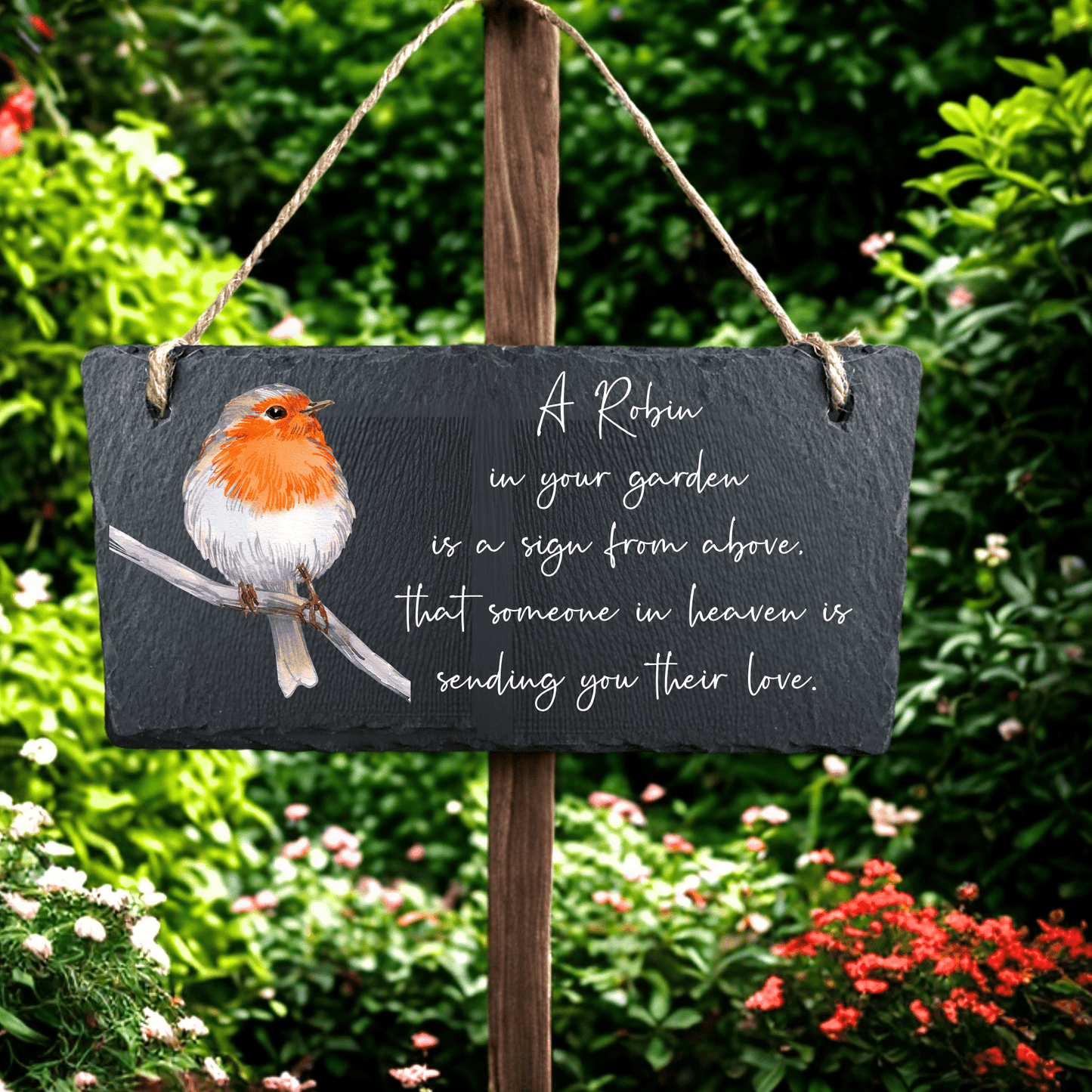 Hanging Garden Slate Memorial Robin UV - DTF - Wow Craft Blanks & Wraps