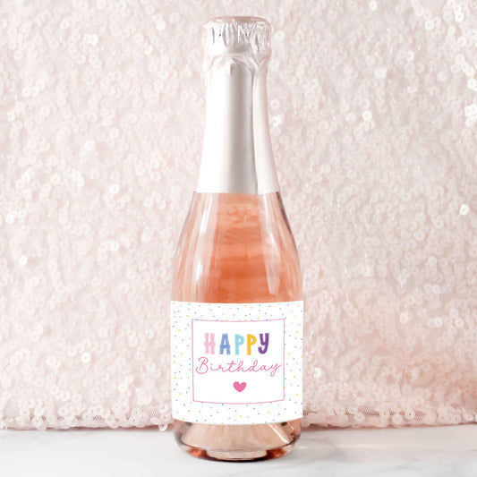 Eco Solvent Mini Wine/Prosecco Label - Happy Birthday