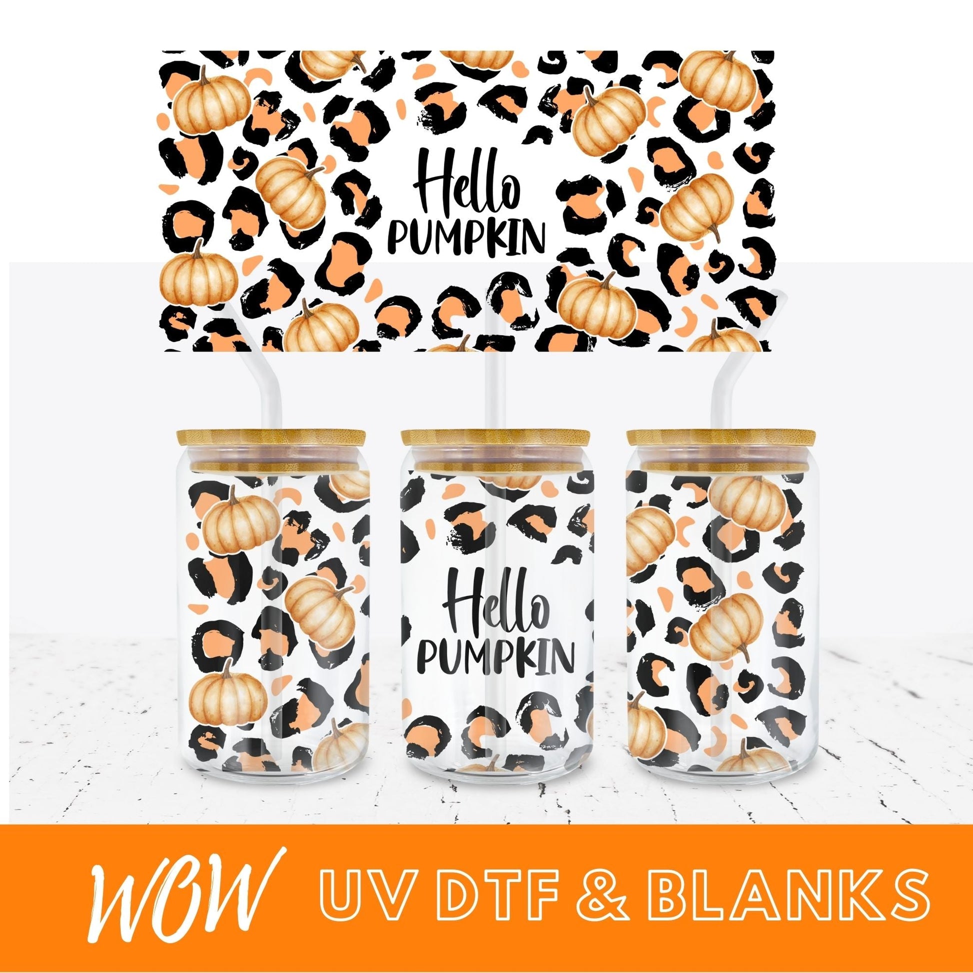 HELLO PUMPKIN 16oz LIBBEY UV - DTF - Wow Wraps