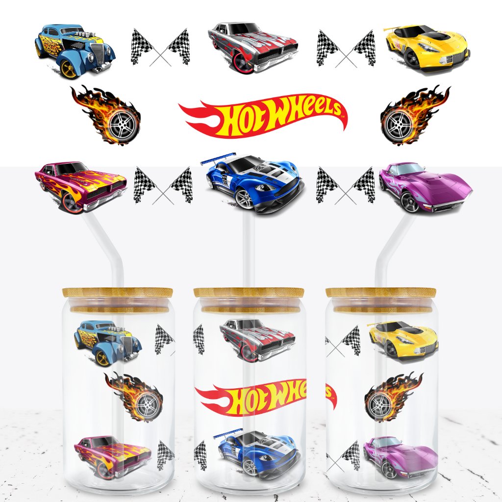 HOT WHEELS 16oz LIBBEY GLASS CAN WRAP - Wow Craft Blanks & Wraps