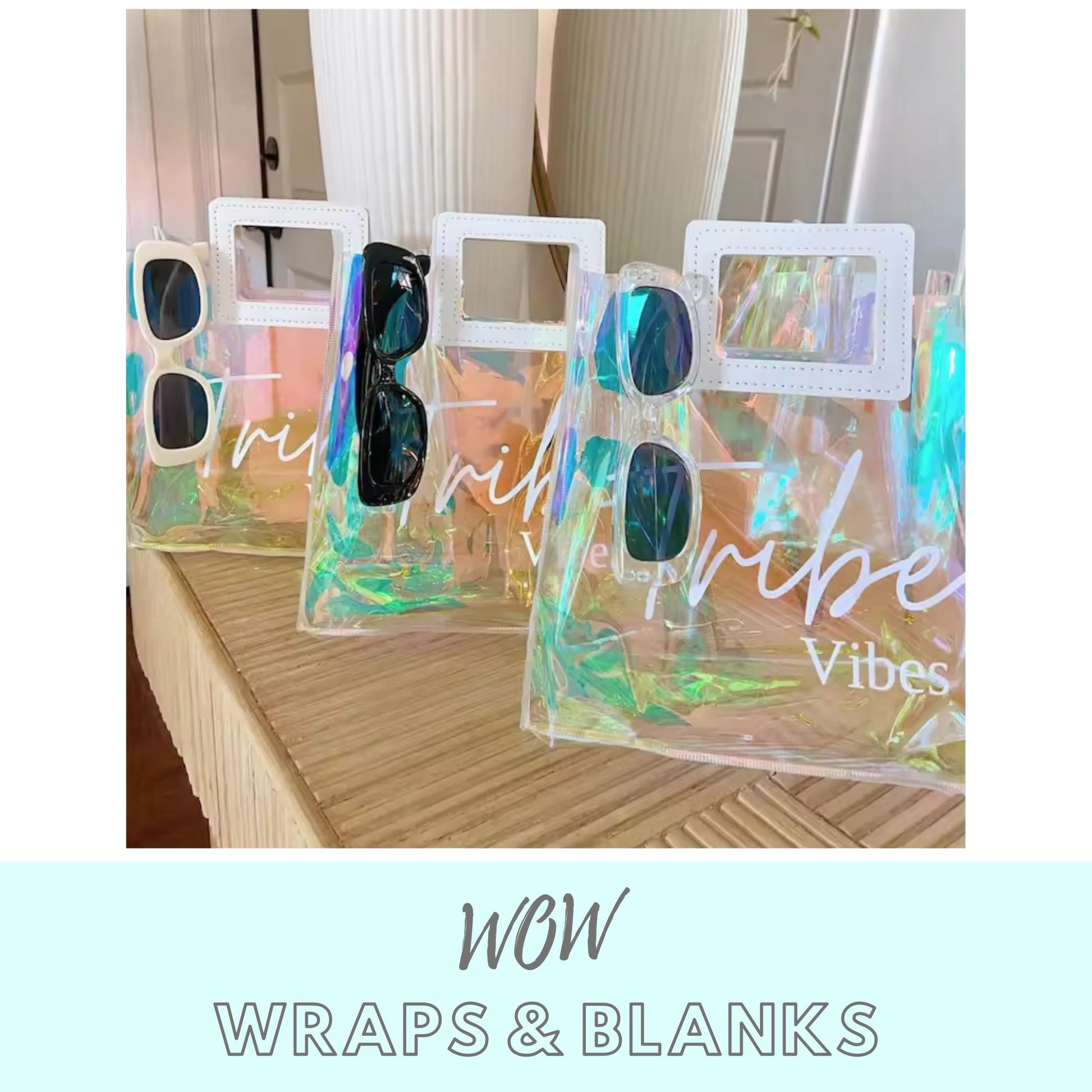 Large Holographic PVC Tote Bag - Wow Wraps