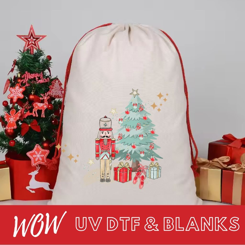 Linen Sublimation Santa Stocking Sacks - Wow Wraps