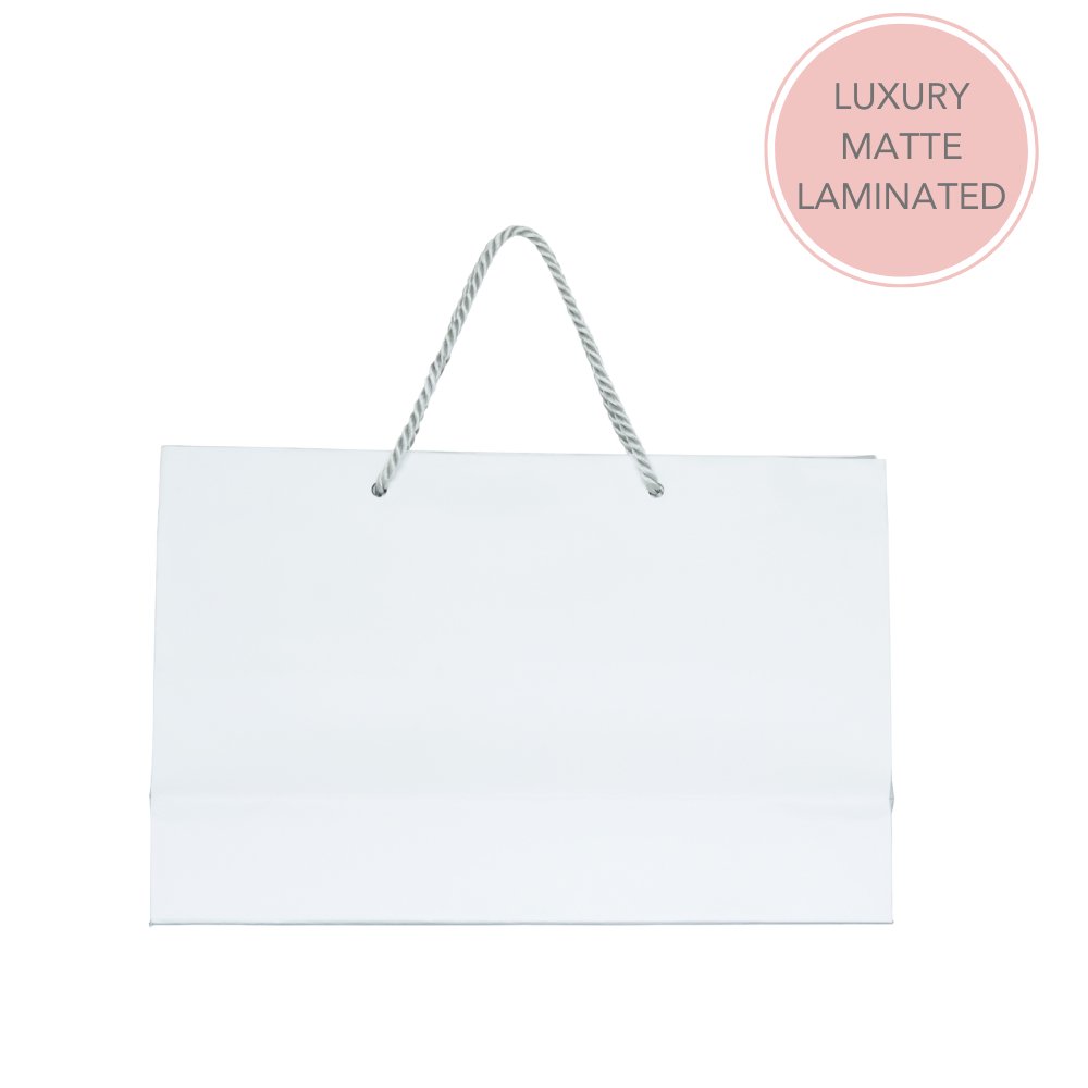 LUXURY MATTE LAMINATED GIFT BAG - SILVER ROPE HANDLE - Wow Wraps