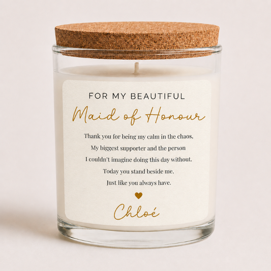 Wedding Candle Label - Maid of Honour