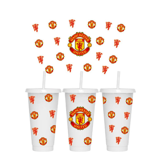 Manchester United Football 24oz Cold Cup UV DTFWrap - Wow Wraps