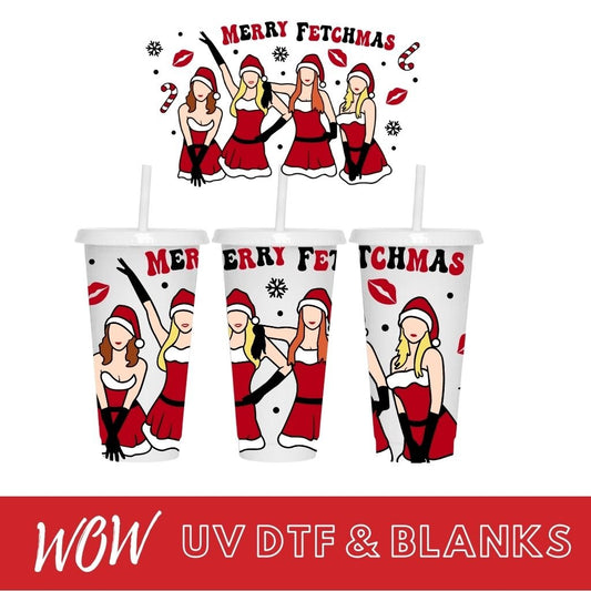 MERRY FETCHMAS 24oz COLD CUP UV - DTF WRAP - Wow Wraps