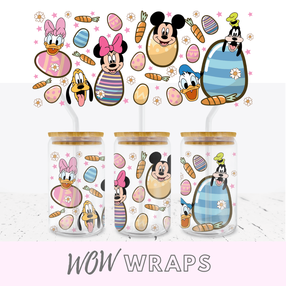 MICKEY EASTER EGGS 16oz LIBBEY UV - DTF WRAP - Wow Craft Blanks & Wraps