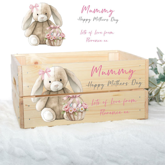 MOTHER'S DAY BUNNY UV - DTF DECAL - SIZED FOR IKEA CRATE - Wow Craft Blanks & Wraps