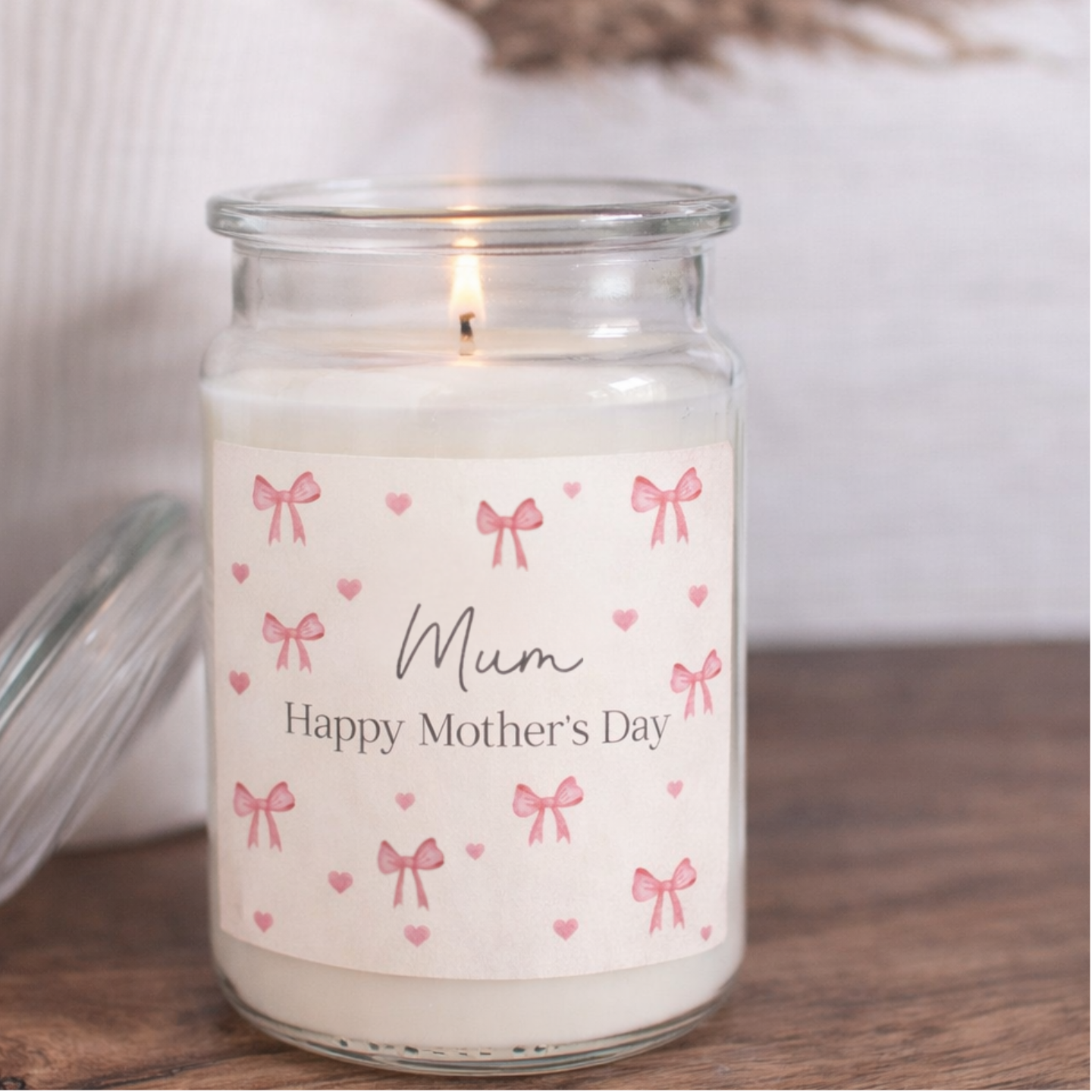 Mother's Day Bow Candle Label - 2 Size Options