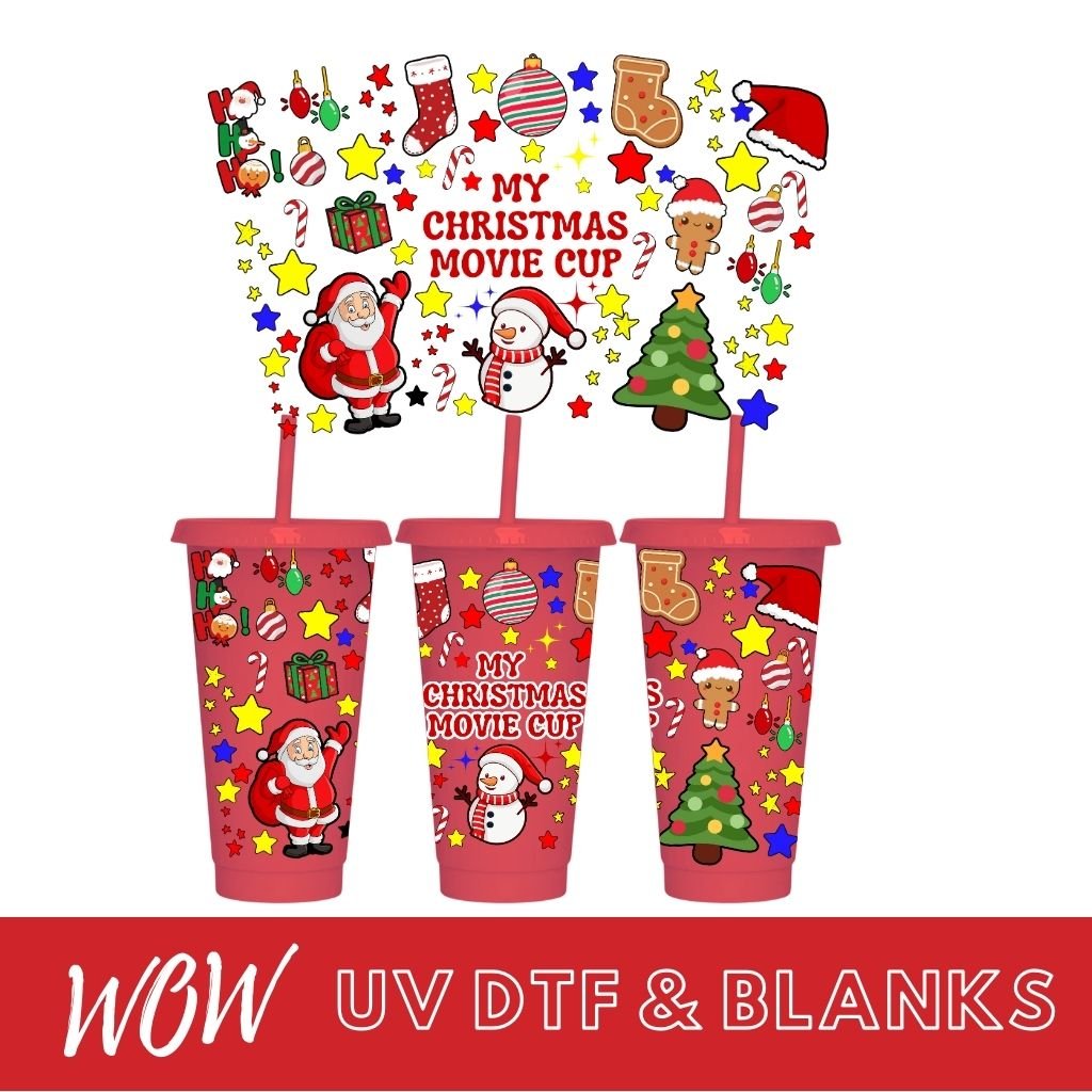 MY CHRISTMAS MOVIE CUP 24oz COLD CUP UV - DTF WRAP - Wow Wraps