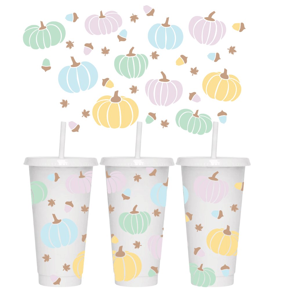 PASTEL PRETTY PUMPKINS 24oz COLD CUP WRAP - Wow Wraps