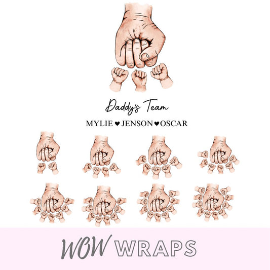Personalised Dad / Daddys Team Fist Bump UV-DTF - Wow Wraps