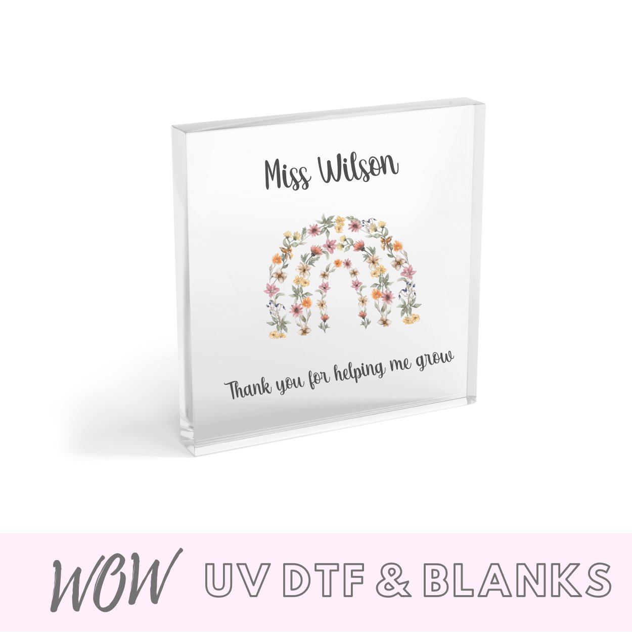 Personalised Floral Rainbow Teacher Decal - Wow Wraps