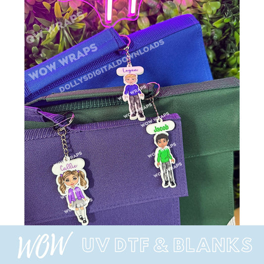 PERSONALISED SCHOOL DOLLY UV - DTF & MATCHING KEYRING - BOYS - Wow Craft Blanks & Wraps