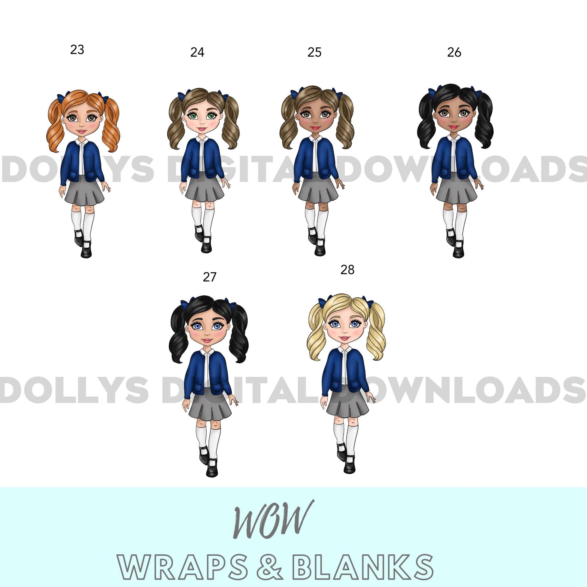 PERSONALISED SCHOOL DOLLY UV - DTF & MATCHING KEYRING - GIRLS - Wow Craft Blanks & Wraps