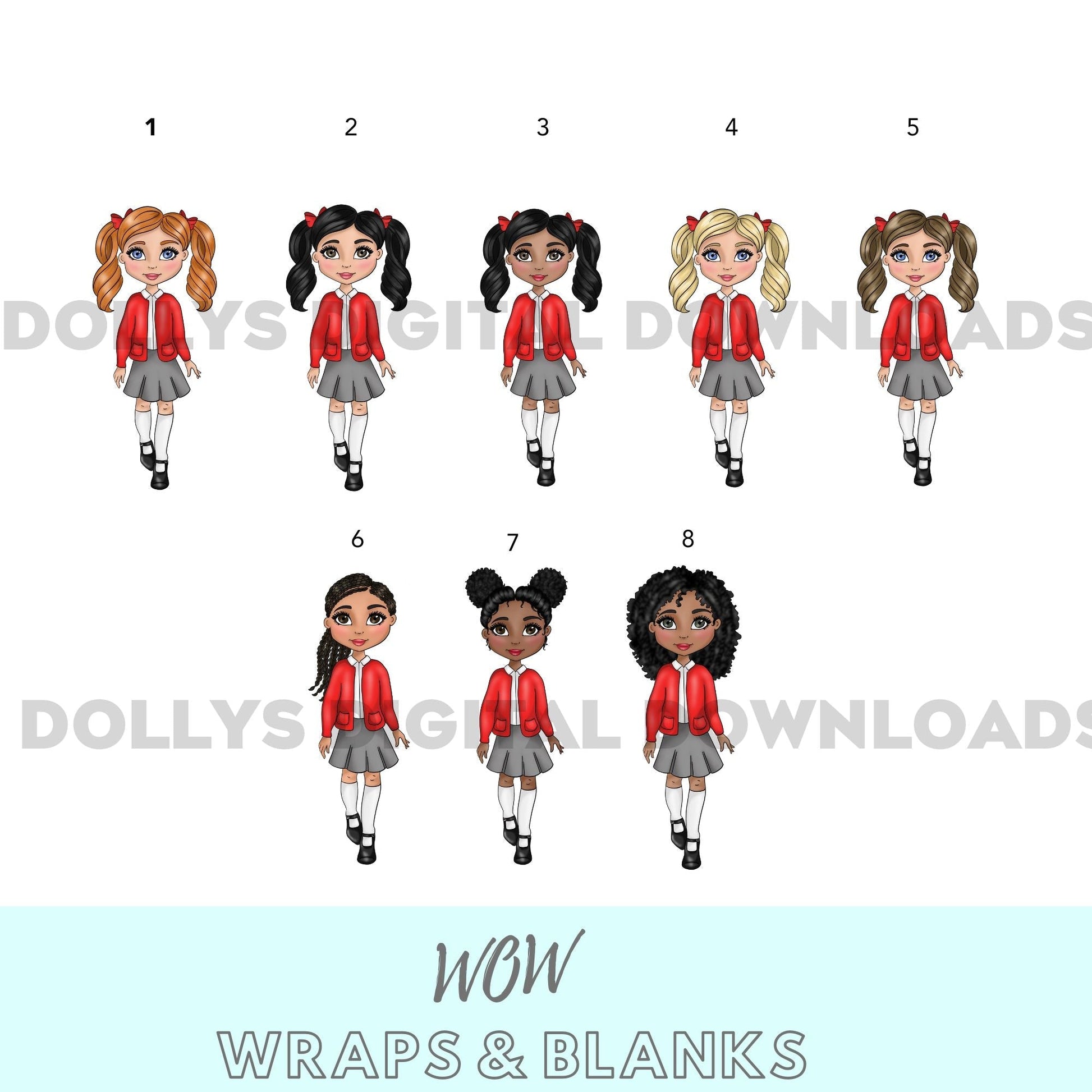 PERSONALISED SCHOOL DOLLY UV - DTF & MATCHING KEYRING - GIRLS - Wow Craft Blanks & Wraps