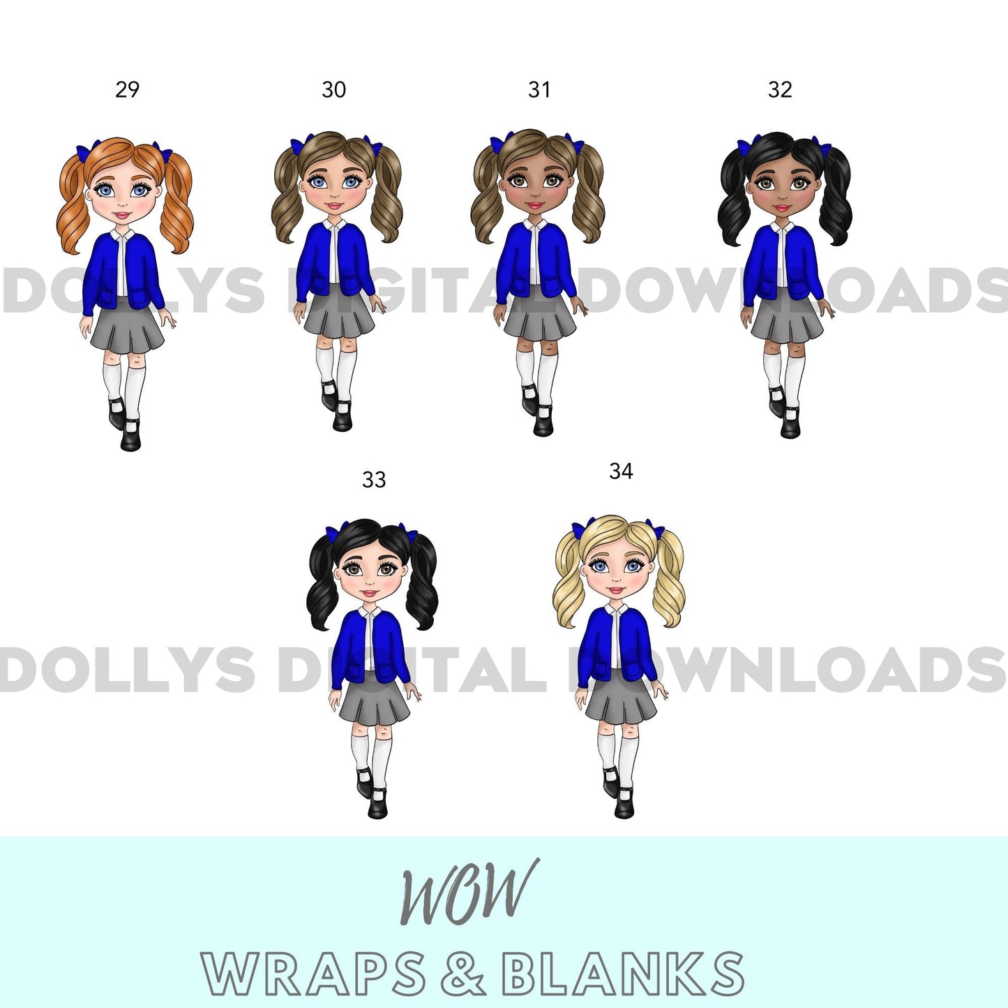 PERSONALISED SCHOOL DOLLY UV - DTF & MATCHING KEYRING - GIRLS - Wow Craft Blanks & Wraps