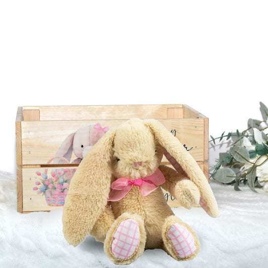 PINK & BEIGE GINGHAM PLUSH BUNNY - 21CM - Wow Craft Blanks & Wraps