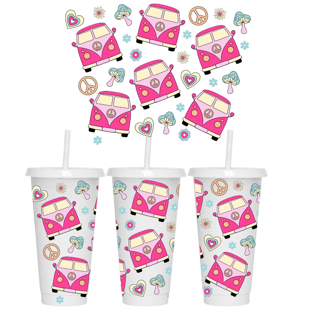 Pink Campervan - 24oz COLD CUP WRAP - Wow Wraps