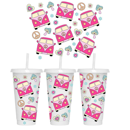 Pink Campervan - 24oz COLD CUP WRAP - Wow Wraps
