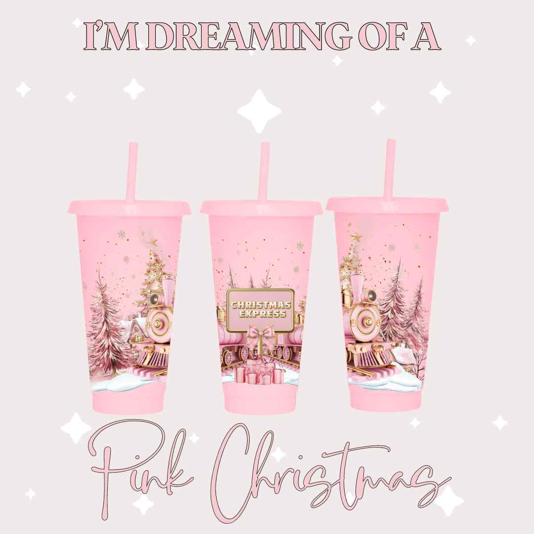 PINK CHRISTMAS - 24oz CHRISTMAS EXPRESS UVDTF WRAP - Wow Craft Blanks & Wraps