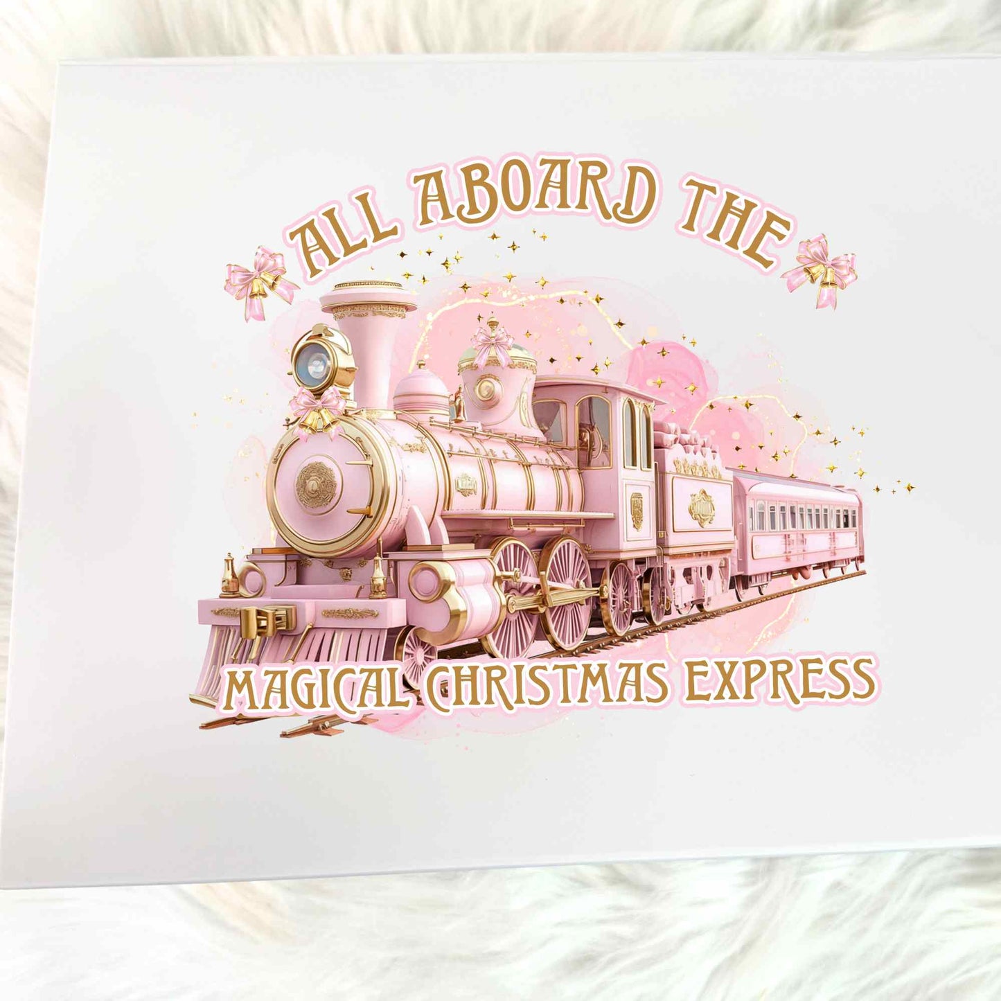 PINK CHRISTMAS TRAIN (GIFT BOX) UV - DTF DECAL - Wow Craft Blanks & Wraps