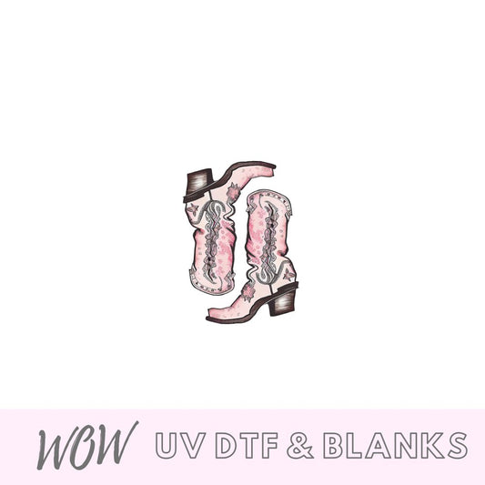 PINK COW GIRL COWBOY BOOTS UV-DTF Decal - Wow Wraps