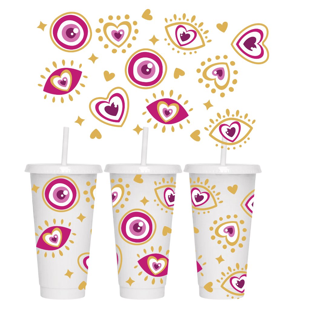 PINK EVIL EYE 24oz COLD CUP WRAP - Wow Wraps