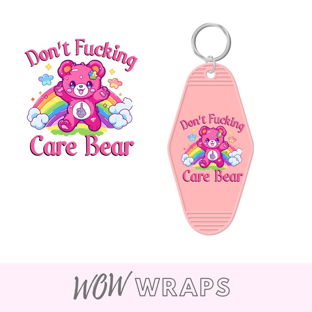 PINK SWEAR BEAR MOTEL KEYCHAIN UV-DTF - Wow Wraps