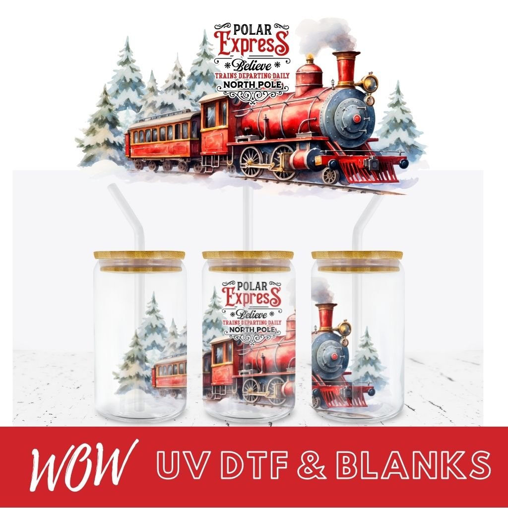 POLAR EXPRESS 16oz LIBBEY GLASS UV - DTF WRAP - Wow Wraps