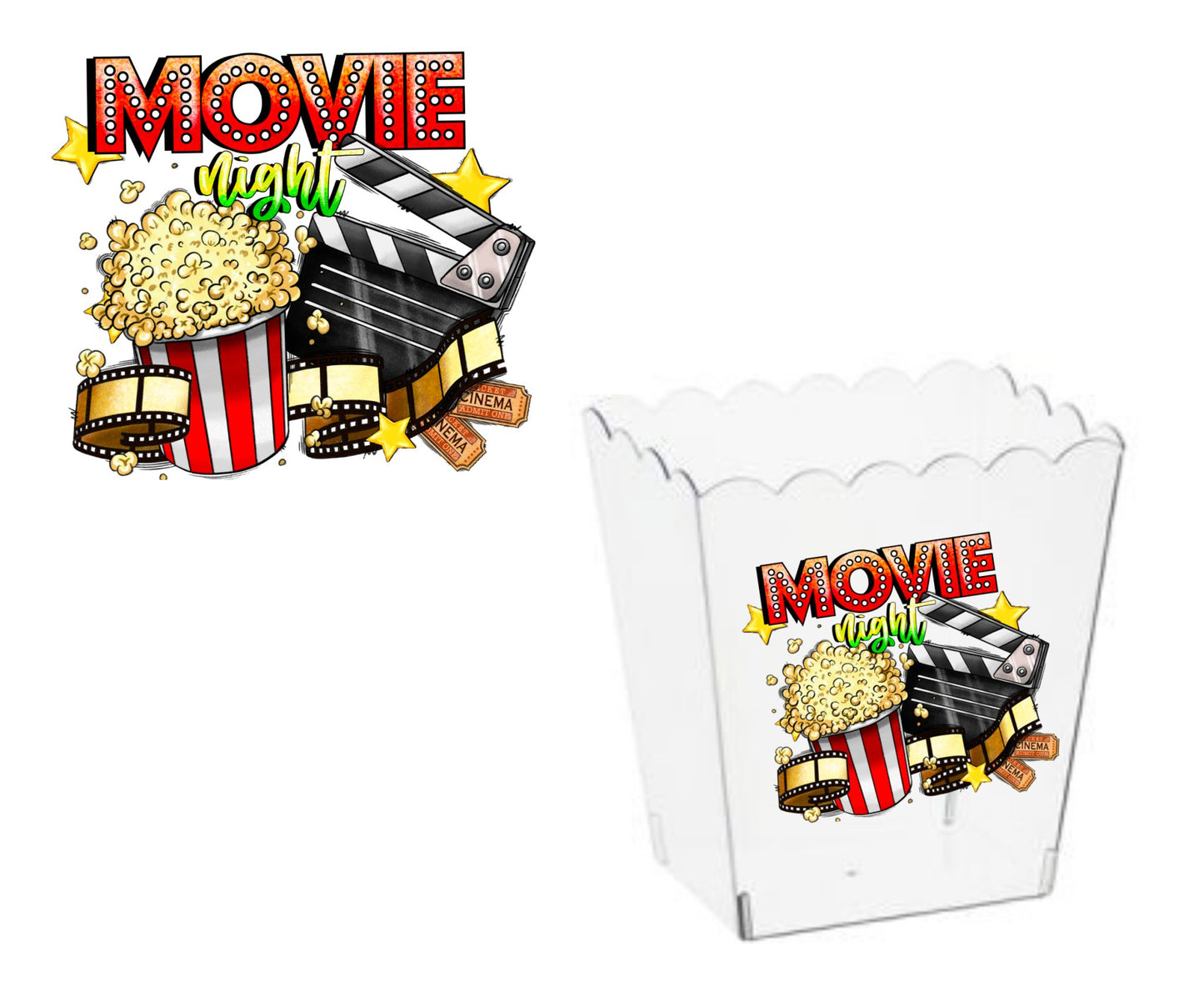 POPCORN TUB MOVIE NIGHT DECAL - Wow Wraps