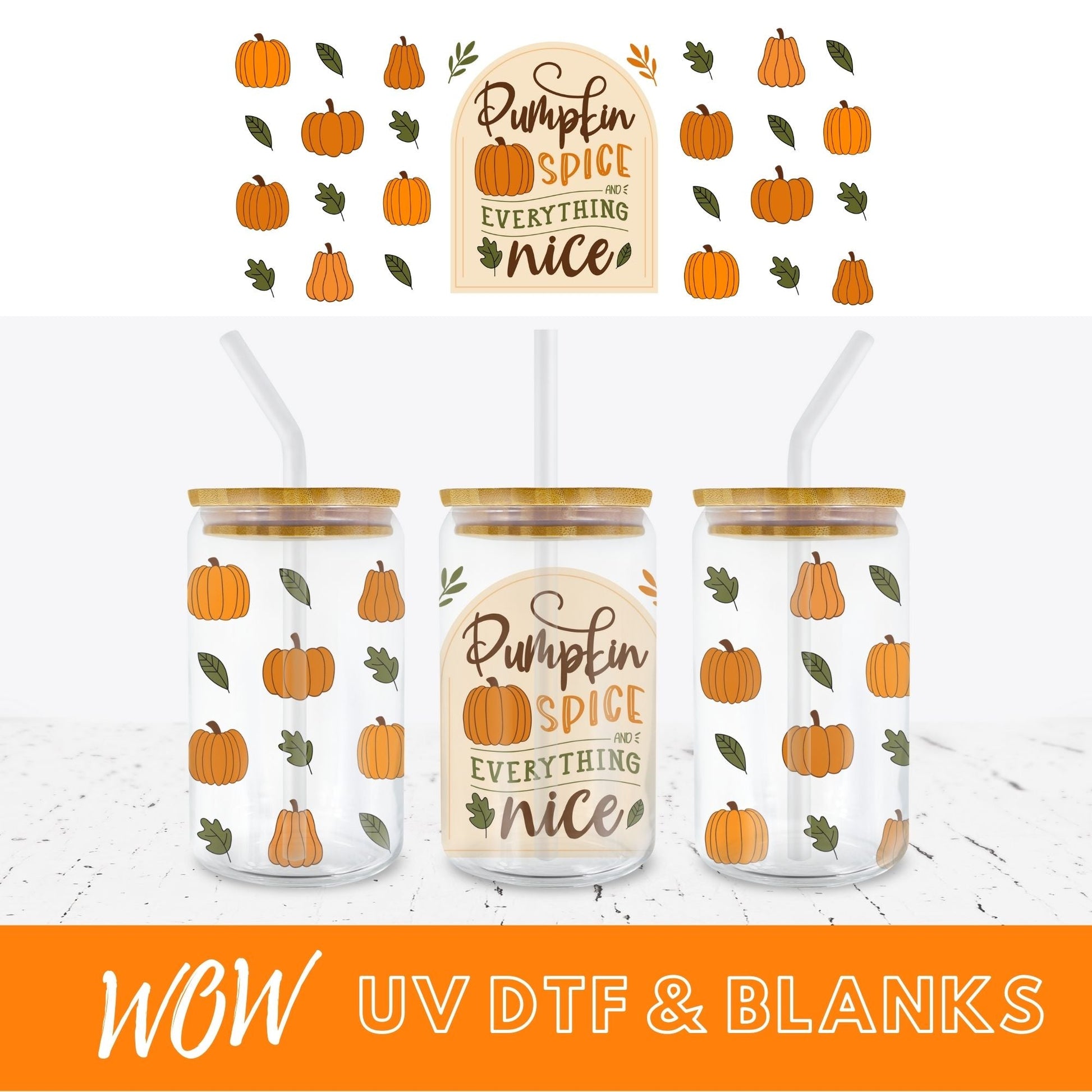 PUMPKIN SPICE 16oz LIBBY UV - DTF - Wow Wraps