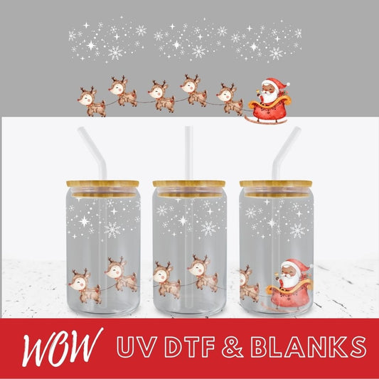 SANTA FUEL 16oz LIBBEY GLASS UV - DTF WRAP - Wow Wraps