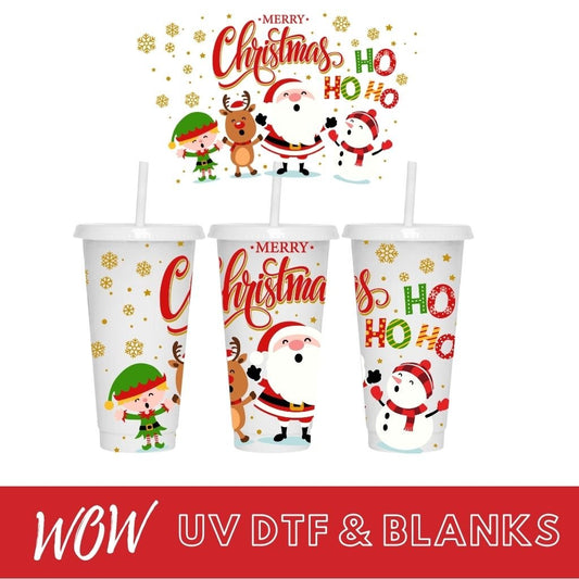 SANTA HO HO HO 24oz COLD CUP UV - DTF WRAP - Wow Wraps