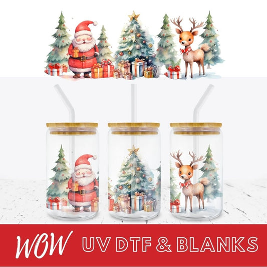 SANTA SCENE 16oz LIBBEY GLASS UV - DTF WRAP - Wow Wraps