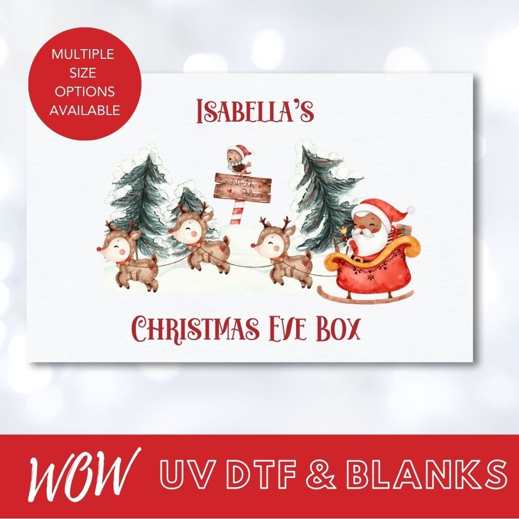 SANTAS SLEIGH CHRISTMAS EVE (GIFT BOX) UV - DTF DECAL - Wow Wraps