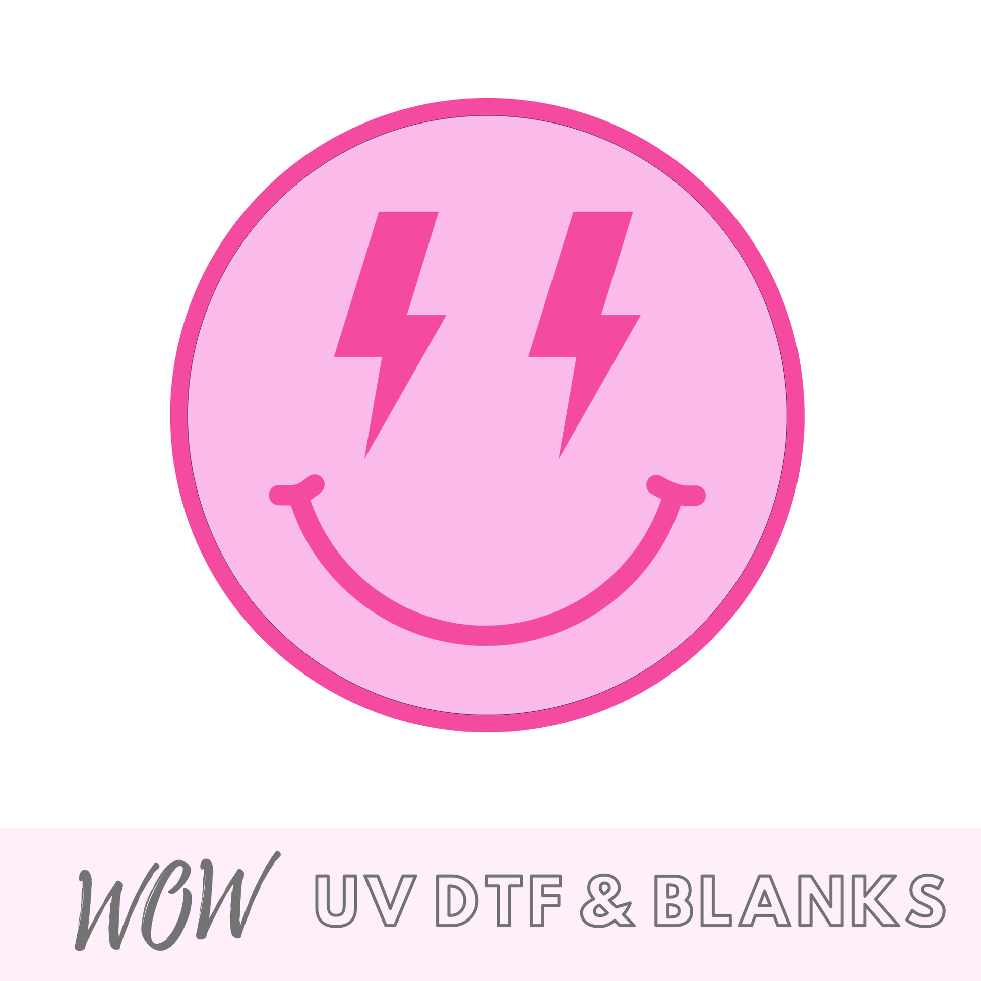 SMILEY FACE LIGHTENING BOLT UV - DTF DECAL - Wow Craft Blanks & Wraps