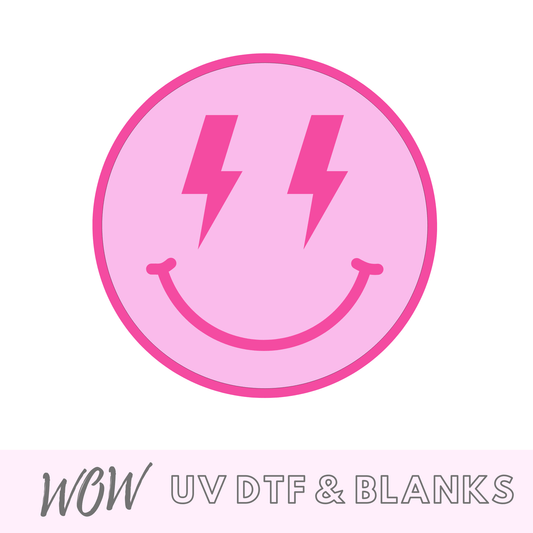 SMILEY FACE LIGHTENING BOLT UV - DTF DECAL - Wow Craft Blanks & Wraps