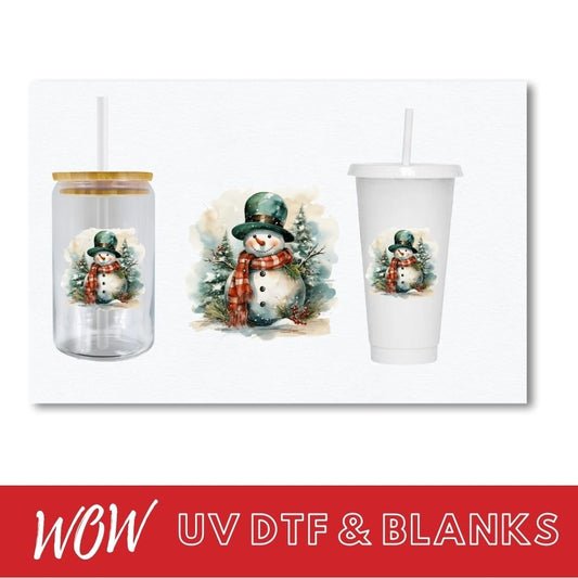 SNOWY SNOWMAN UV - DTF DECAL - Wow Wraps