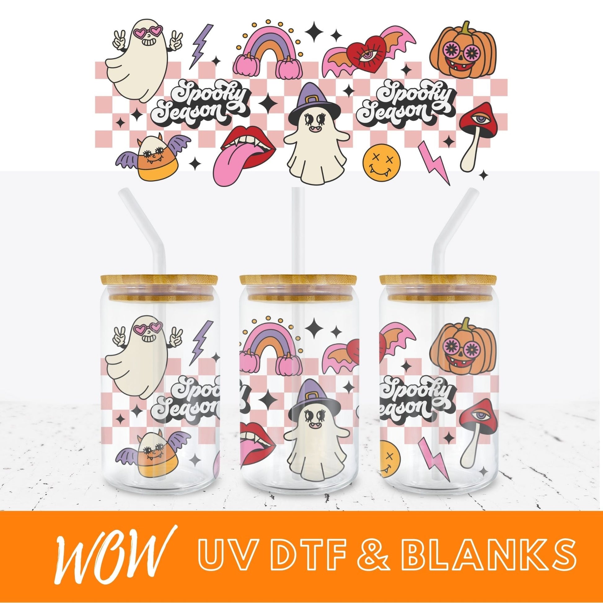 SPOOKY SEASON RETRO 16oz LIBBEY UV - DTF - Wow Wraps