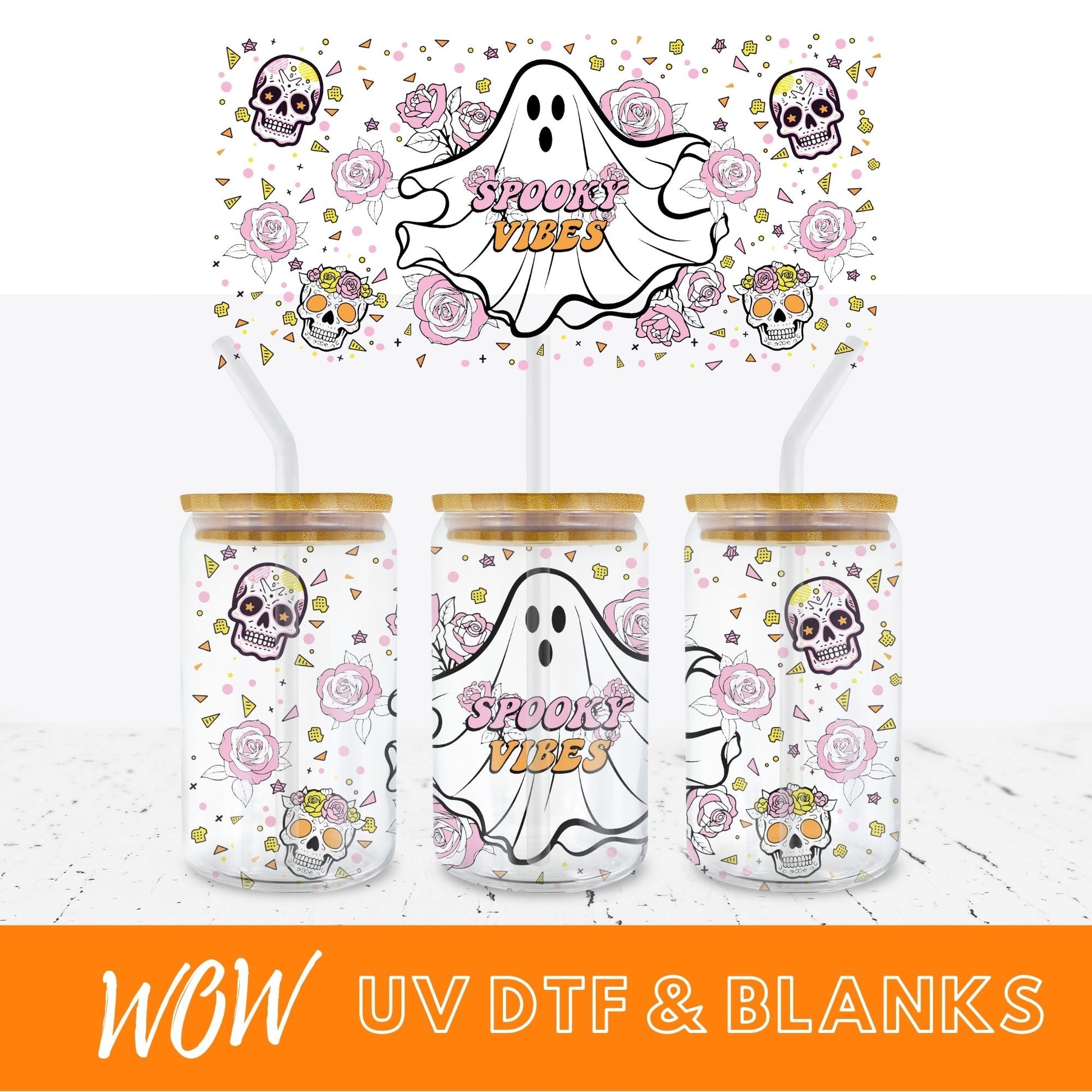 SPOOKY VIBES 16oz LIBBEY UV - DTF - Wow Wraps