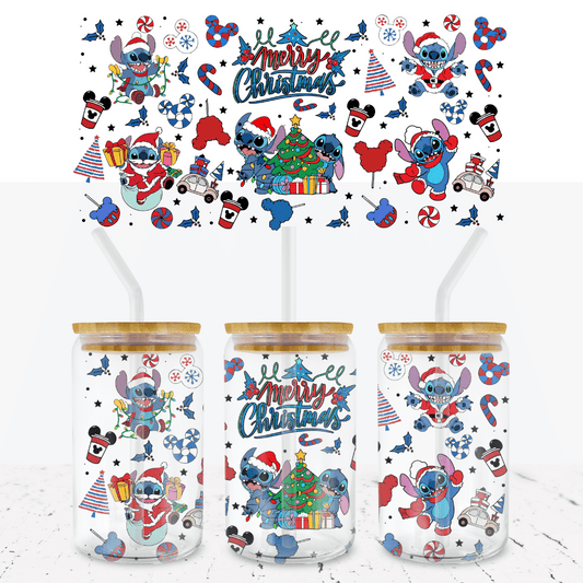 Floral Gnome UV DTF Wrap | Cup Wrap | 16oz Libbey Glass Can | Uv Dtf Wrap |  Coffee Cup Wrap | Gnome UV dtf wrap | Ready to Ship