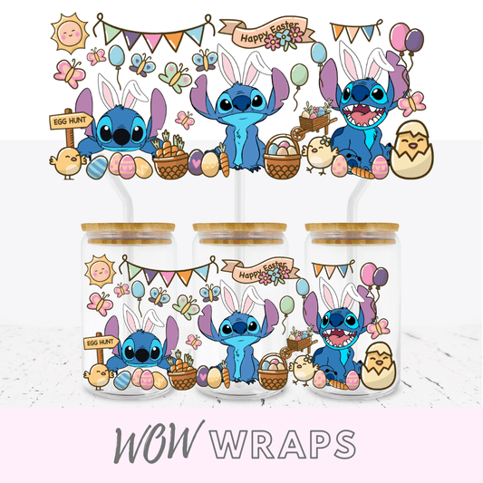 STITCH HAPPY EASTER 16oz LIBBEY UV - DTF WRAP - Wow Craft Blanks & Wraps