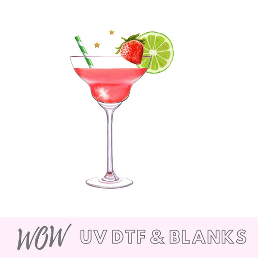 Strawberry Daiquiri Cocktail UV-DTF Decal - Wow Wraps