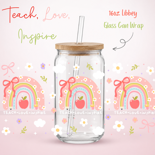 Teach - Love - Inspire Teacher LIbbey UV-DTF Wrap