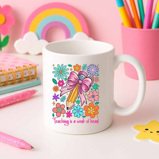 UV - DTF Teacher Decal - Teaching is a work of Heart - Wow Craft Blanks & Wraps