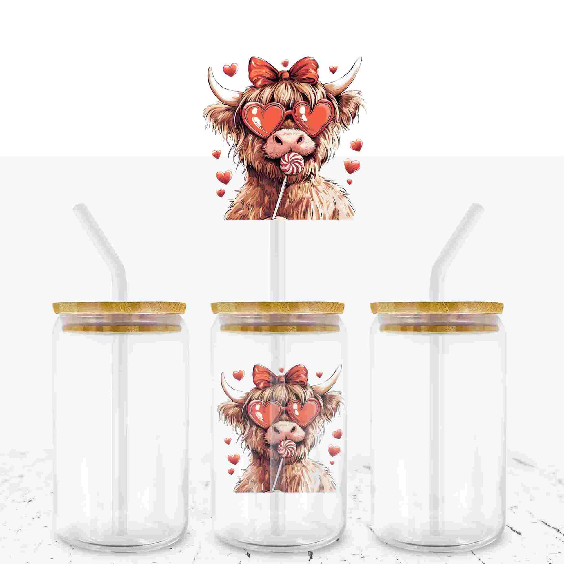 VALENTINES HIGHLAND COW UV - DTF DECAL - Wow Craft Blanks & Wraps