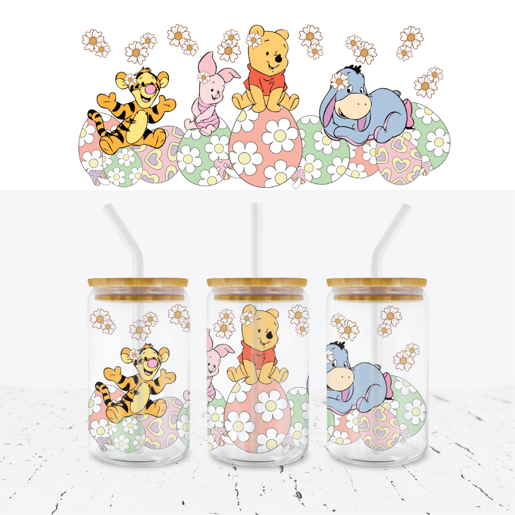 WINNIE THE POOH EASTER 16oz LIBBEY GLASS CAN WRAP - Wow Craft Blanks & Wraps